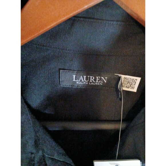 NWT Lauren Ralph Lauren Women's Size 4 Linen Blend Black Maxi Shirt Dress - Picture 2 of 12